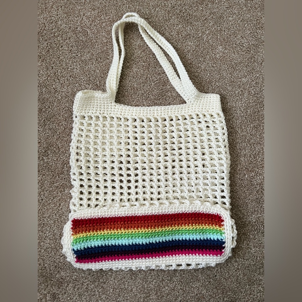 Hand Crafted Cream and Red Tote Bag with Artisanal Design